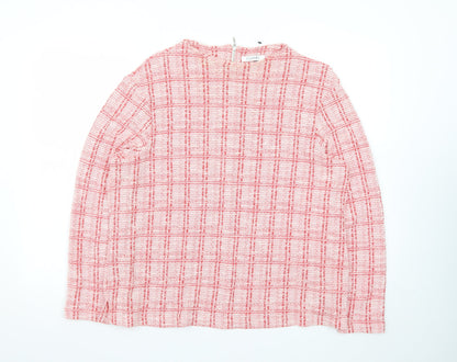 Marks and Spencer Women Pink Check Woven Long Sleeve Blouse Size 18