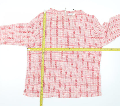 Marks and Spencer Women Pink Check Woven Long Sleeve Blouse Size 18