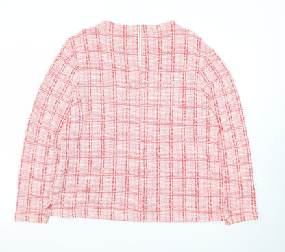 Marks and Spencer Women Pink Check Woven Long Sleeve Blouse Size 18