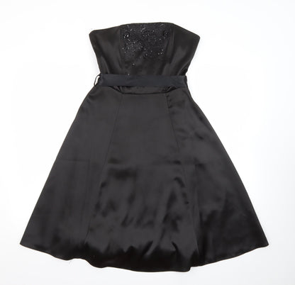 Select Women’s Black Strapless Beaded A-Line Party Dress Size 8