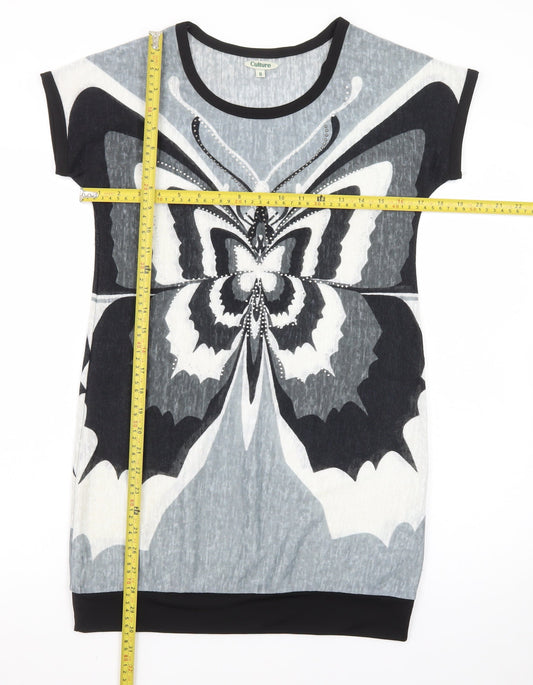 Culture Women's Multicoloured Butterfly Graphic T-Shirt Dress Size 8