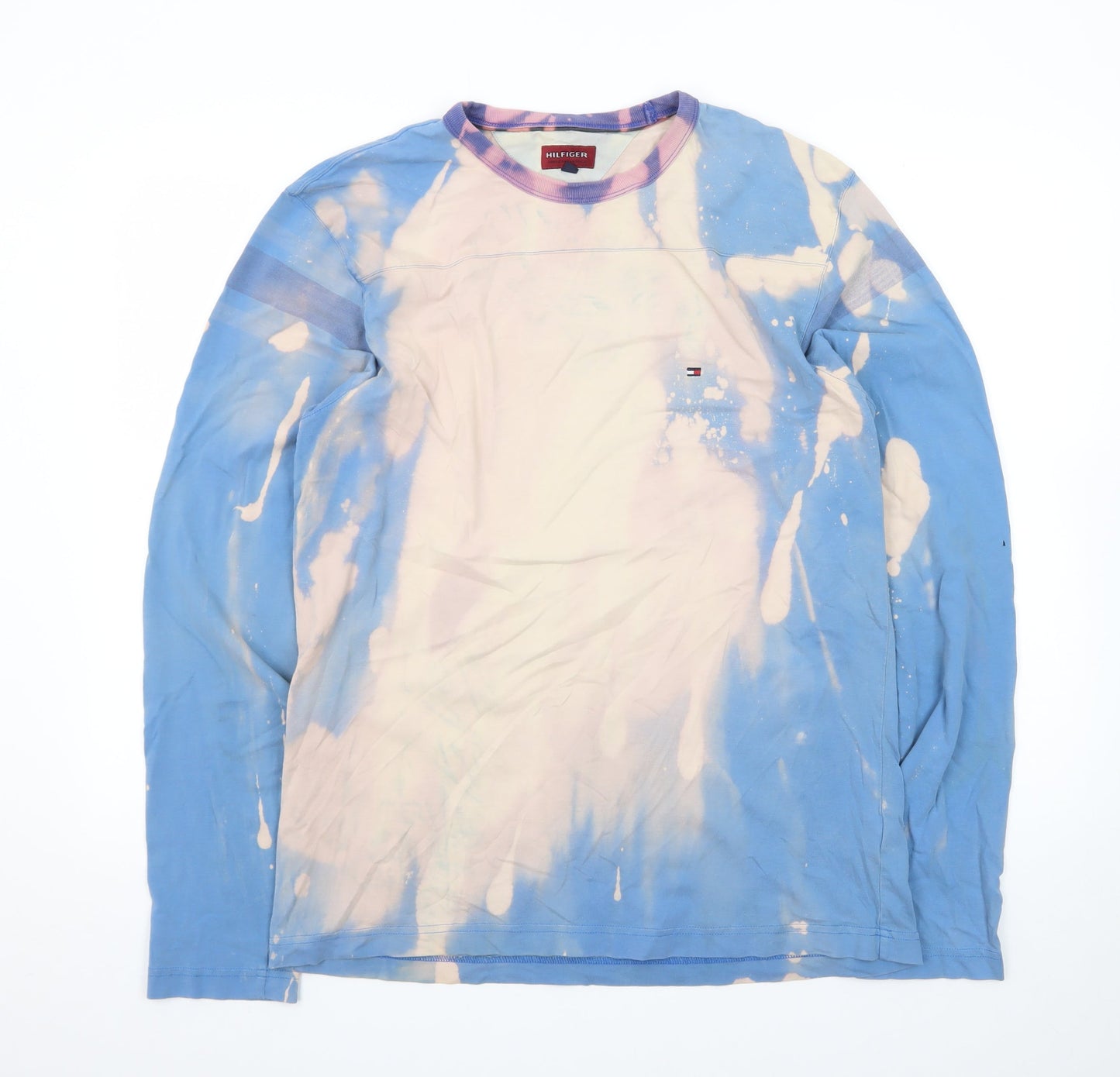 Tommy Hilfiger Men's Blue Long Sleeve Tie Dye Cotton T-Shirt Size L