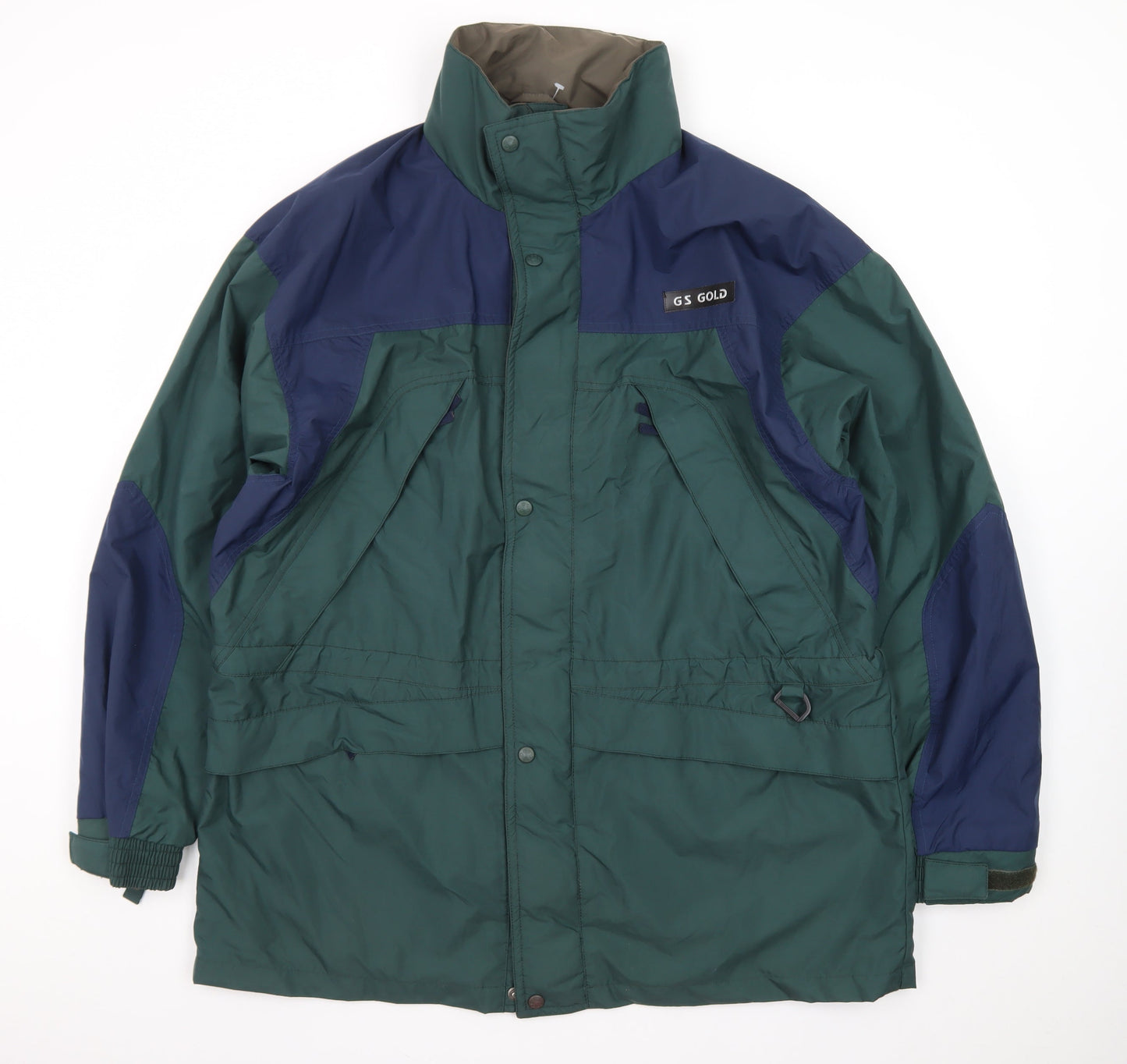 GS Gold Men's Green Waterproof Parka Jacket Large Nylon Outdoor Zip