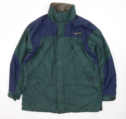 GS Gold Men's Green Waterproof Parka Jacket Large Nylon Outdoor Zip