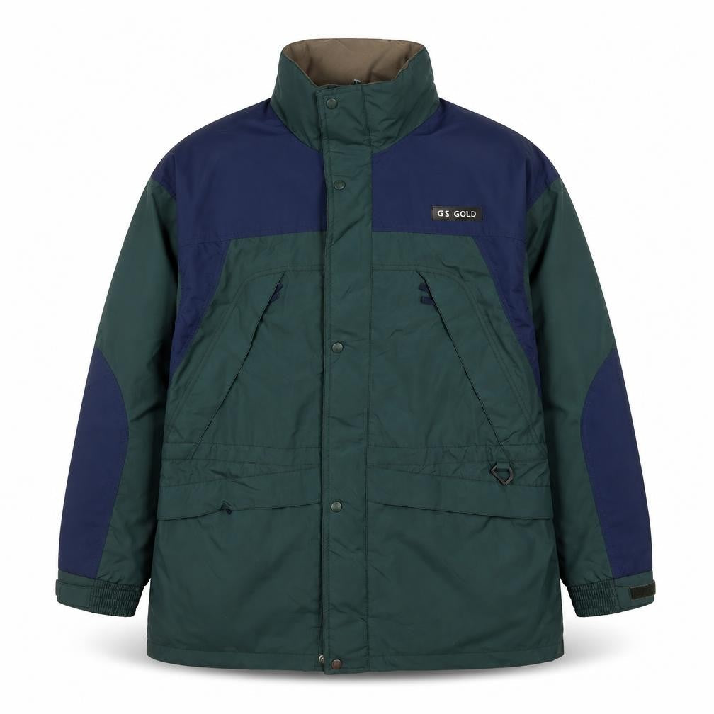 GS Gold Men's Green Waterproof Parka Jacket Large Nylon Outdoor Zip