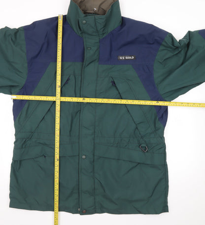 GS Gold Men's Green Waterproof Parka Jacket Large Nylon Outdoor Zip