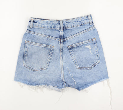Topshop Women Blue Size 6 Mom Denim Distressed Shorts