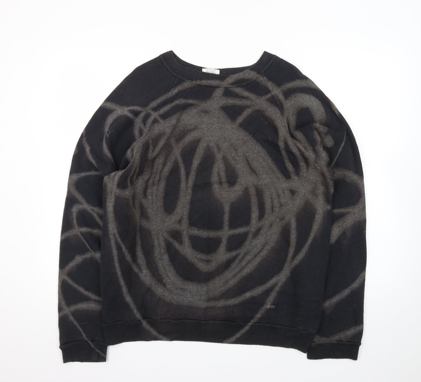 Lee Womens Black XL Pullover Jumper Crew Neck Grunge Patterned Sweatshirt
