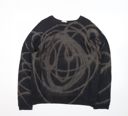 Lee Womens Black XL Pullover Jumper Crew Neck Grunge Patterned Sweatshirt