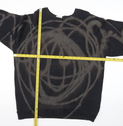 Lee Womens Black XL Pullover Jumper Crew Neck Grunge Patterned Sweatshirt