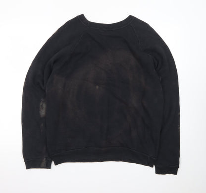 Lee Womens Black XL Pullover Jumper Crew Neck Grunge Patterned Sweatshirt