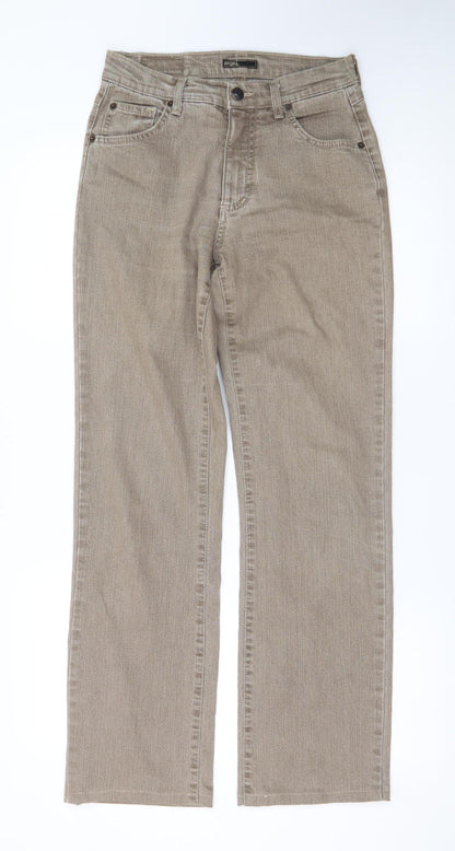 Angels Women Beige Straight Leg Jeans Size 36 Regular Fit Mid Rise