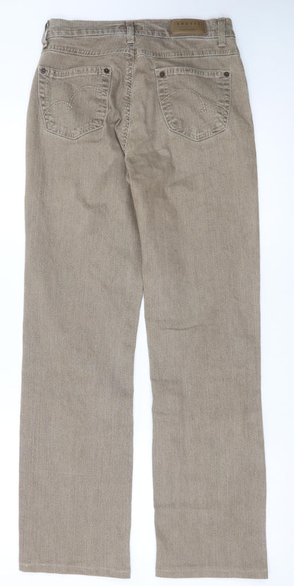 Angels Women Beige Straight Leg Jeans Size 36 Regular Fit Mid Rise