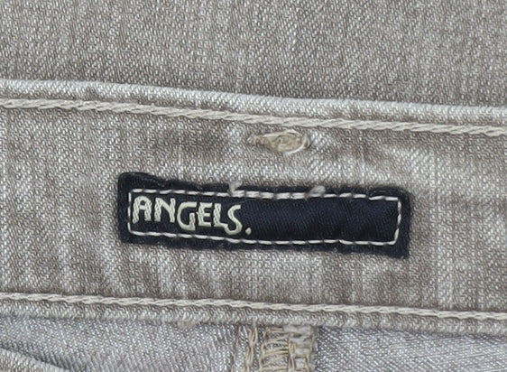 Angels Women Beige Straight Leg Jeans Size 36 Regular Fit Mid Rise