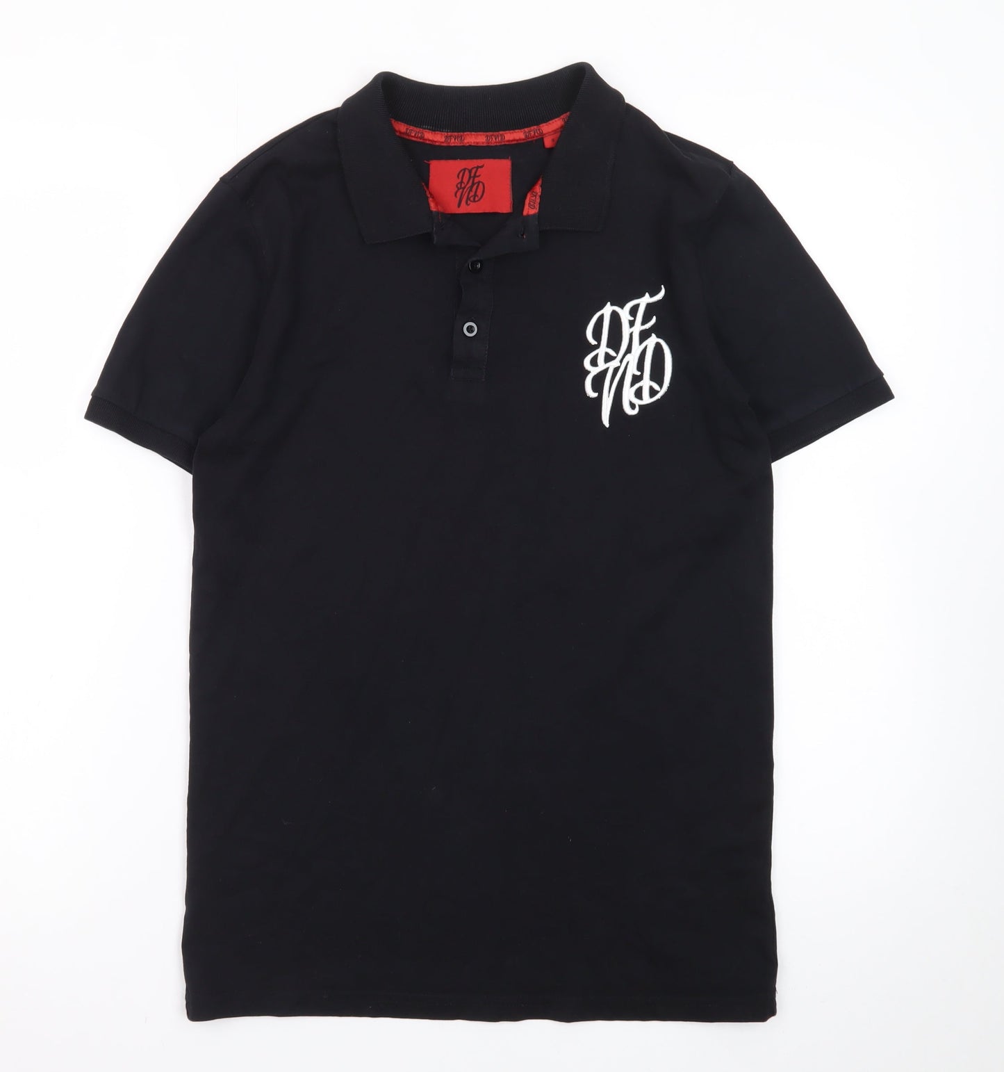 DFND Men’s Black Collared Cotton Polo T-Shirt Size S