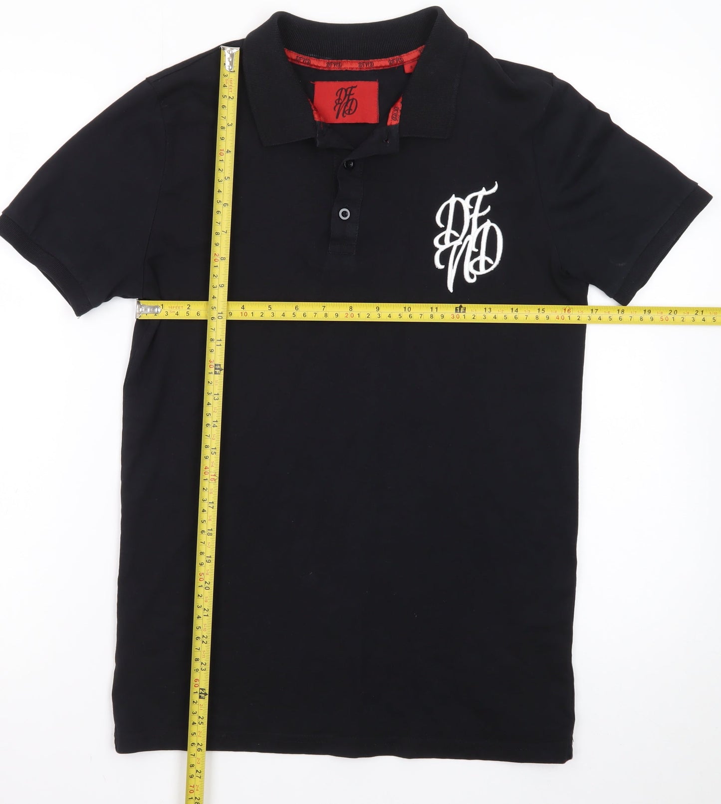 DFND Men’s Black Collared Cotton Polo T-Shirt Size S