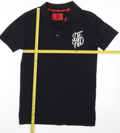 DFND Men’s Black Collared Cotton Polo T-Shirt Size S