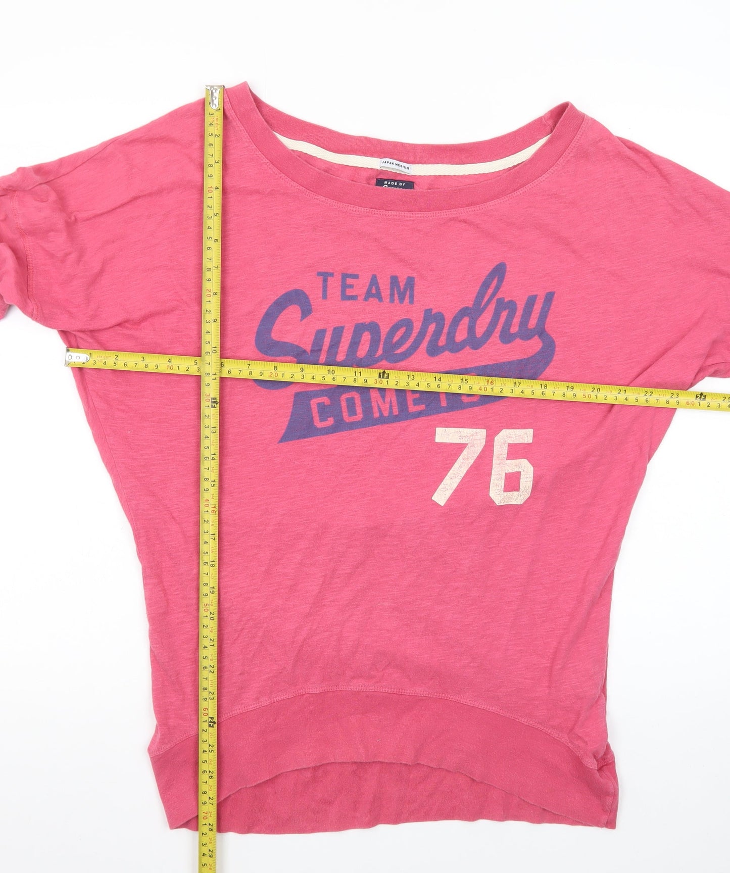 Superdry Women Pink Pullover Sweatshirt Medium Graphic Print