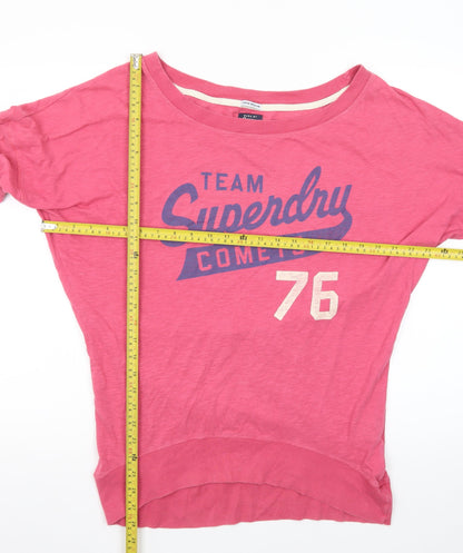 Superdry Women Pink Pullover Sweatshirt Medium Graphic Print