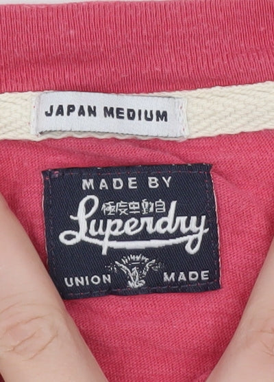 Superdry Women Pink Pullover Sweatshirt Medium Graphic Print