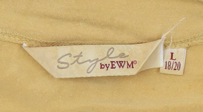 Style by EWM Women Beige V-Neck Beaded T-Shirt Size 18