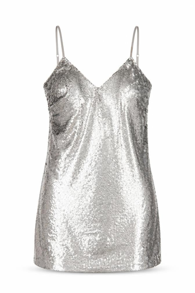 Missguided Women Silver Sequin Slip Dress M Partywear