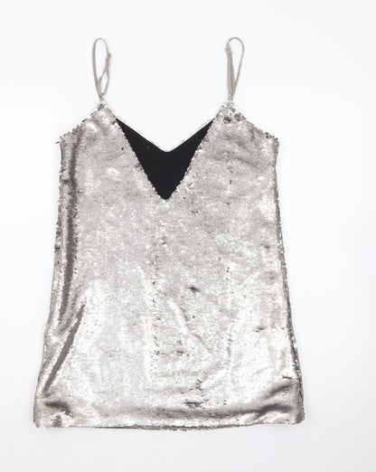 Missguided Women Silver Sequin Slip Dress M Partywear