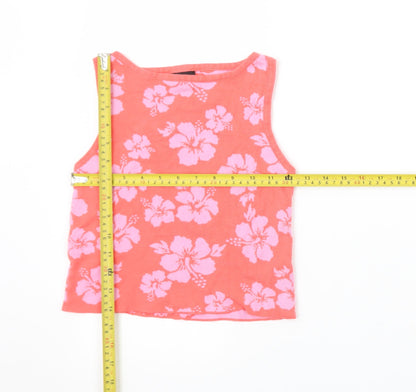 Class Teens Pink Floral Cotton Cropped Tank Top L