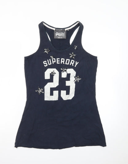Superdry Womens Blue Beaded Racerback Tank Top XL