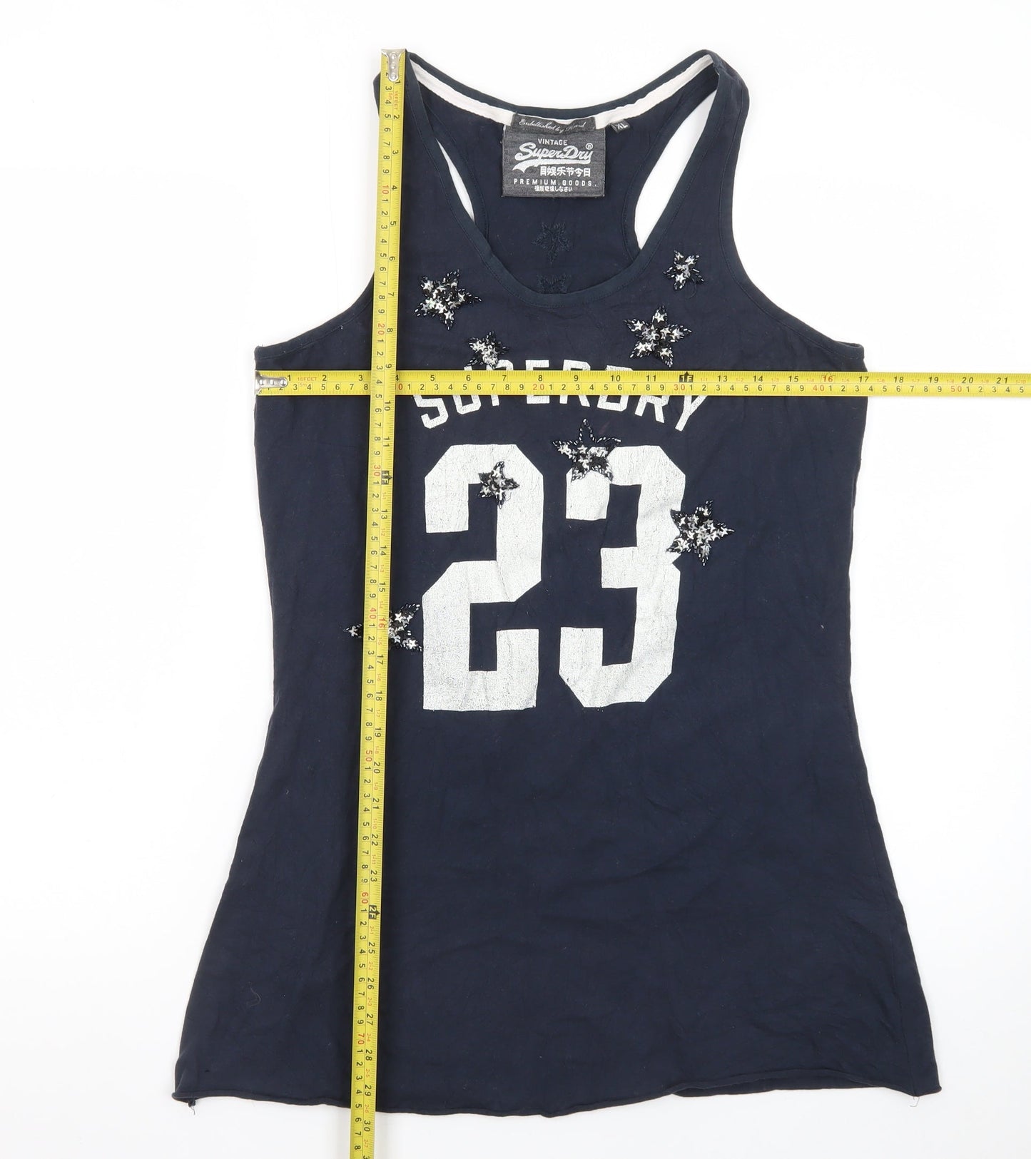 Superdry Womens Blue Beaded Racerback Tank Top XL