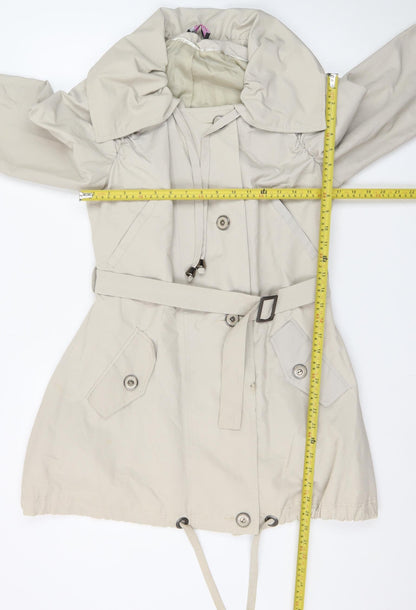 Savida Women’s Beige Size 10 Trench Coat Belted Mid-Length