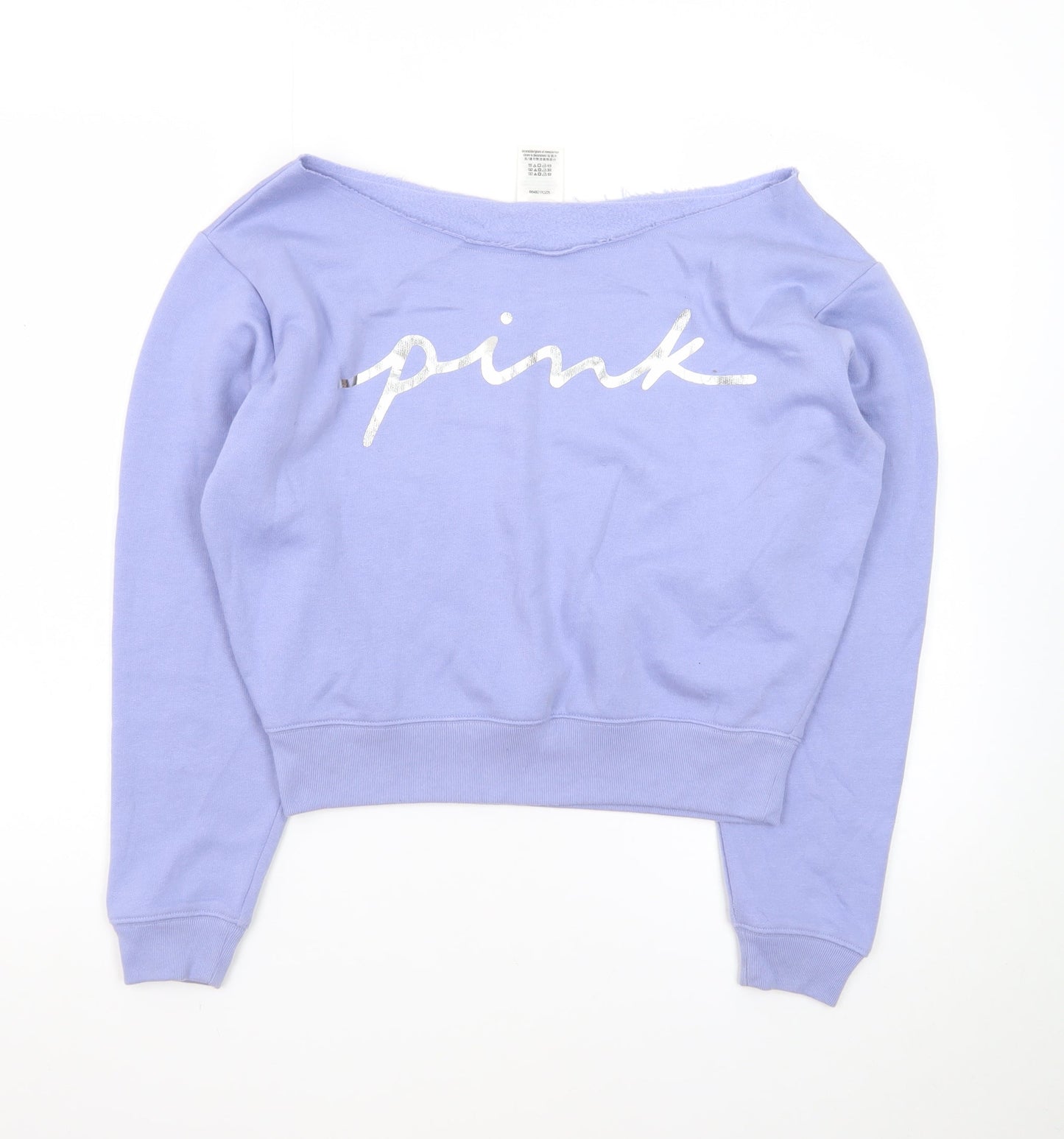 Victoria's Secret PINK Women's Lilac Pullover Sweatshirt Size S Off-Shoulder