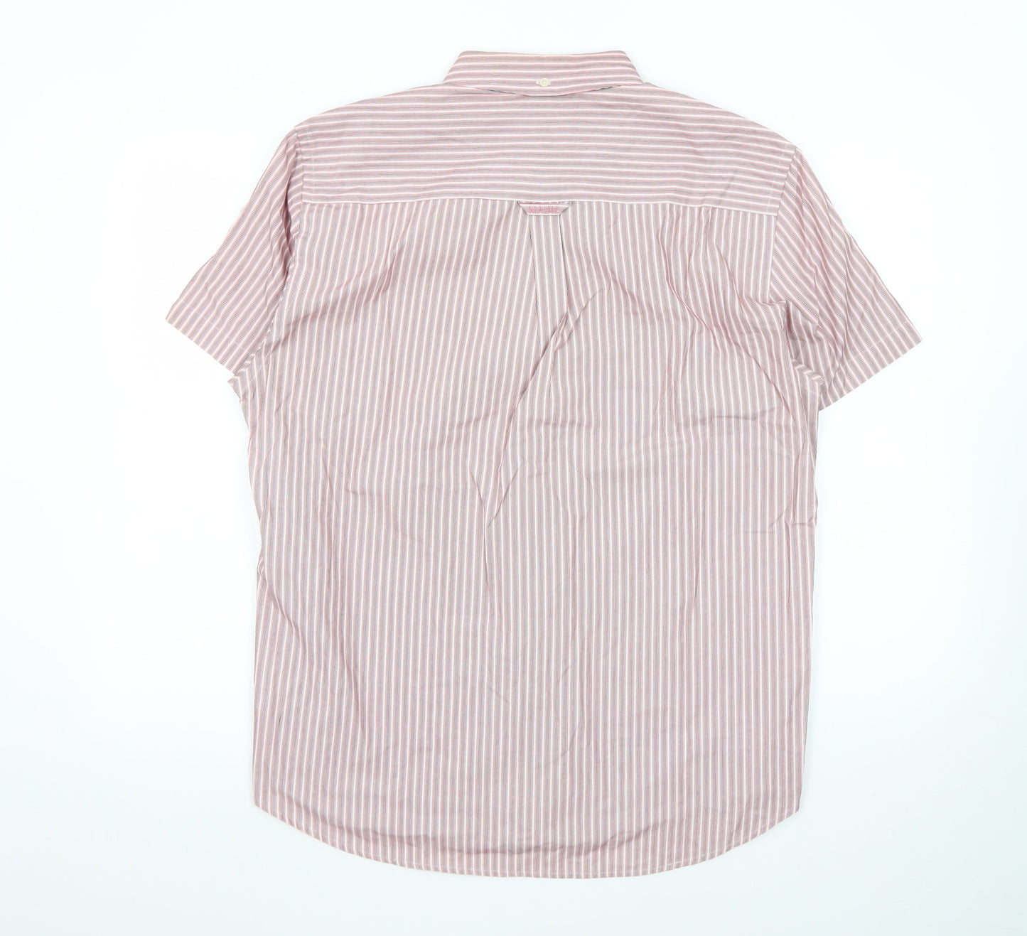 Maine New England Men's Red Striped Short Sleeve Button-Up Shirt M