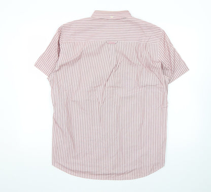 Maine New England Men's Red Striped Short Sleeve Button-Up Shirt M