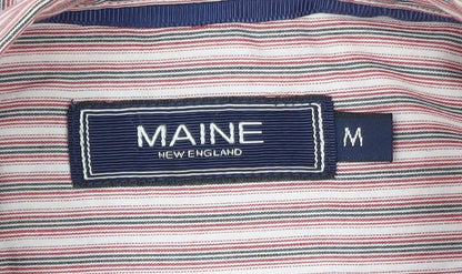 Maine New England Men's Red Striped Short Sleeve Button-Up Shirt M