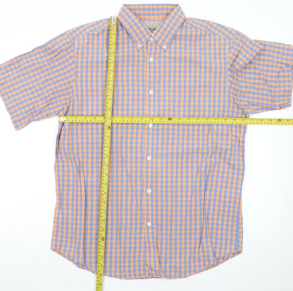 Marks and Spencer Men’s Multicoloured Check Cotton Short Sleeve Shirt M
