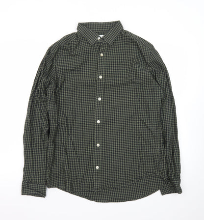 Next Men's Green Check Long Sleeve Cotton Button-Up Shirt M