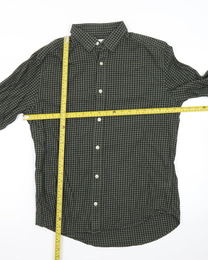 Next Men's Green Check Long Sleeve Cotton Button-Up Shirt M