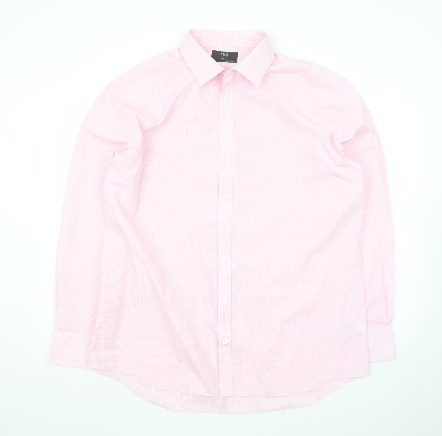 Marks and Spencer Men's Pink Regular Fit Long Sleeve Dress Shirt 17in
