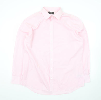 Marks and Spencer Men's Pink Regular Fit Long Sleeve Dress Shirt 17in