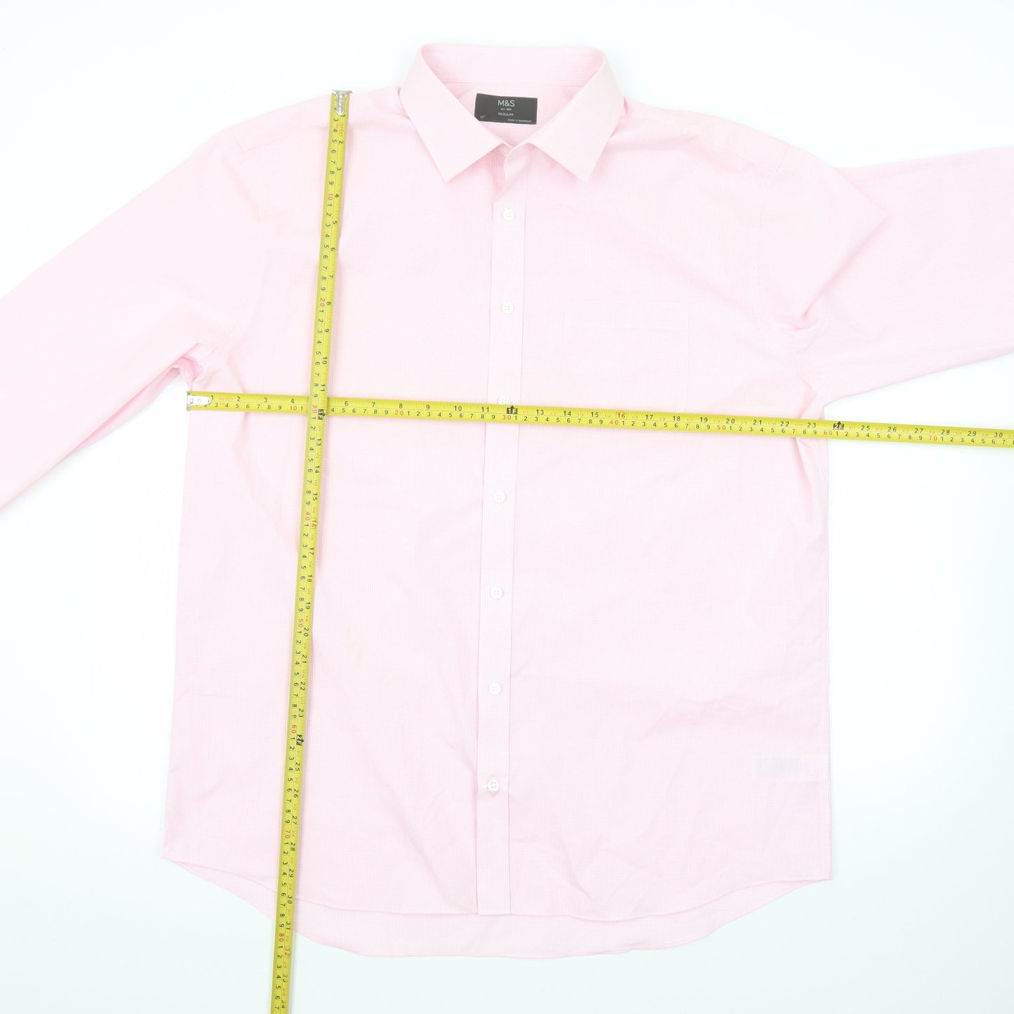 Marks and Spencer Men's Pink Regular Fit Long Sleeve Dress Shirt 17in