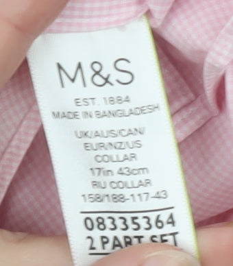 Marks and Spencer Men's Pink Regular Fit Long Sleeve Dress Shirt 17in