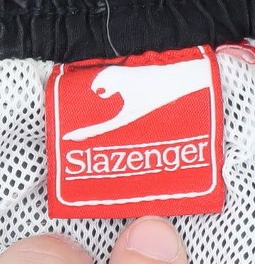 Slazenger Men Grey Check Swim Shorts M Quick Dry Lined Elastic Waist