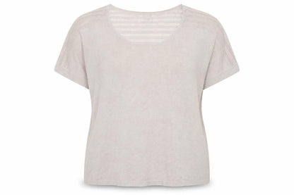 East Women Beige Linen Short Sleeve Pullover Jumper XL