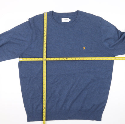 Farah Men's Blue 2XL Cotton Crew Neck Pullover Jumper