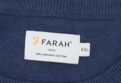 Farah Men's Blue 2XL Cotton Crew Neck Pullover Jumper
