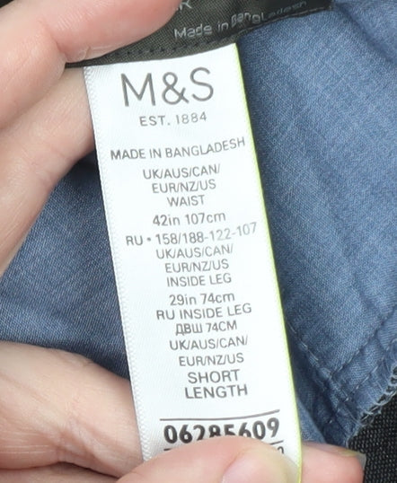 Marks and Spencer Men's Grey 42in Waist Dress Trousers Short Leg