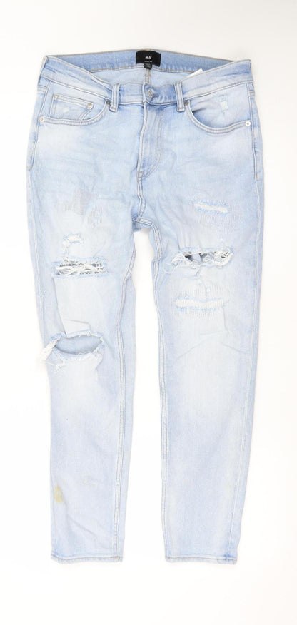 H&M Women’s Blue Skinny Fit Distressed Stretch Jeans Size 4