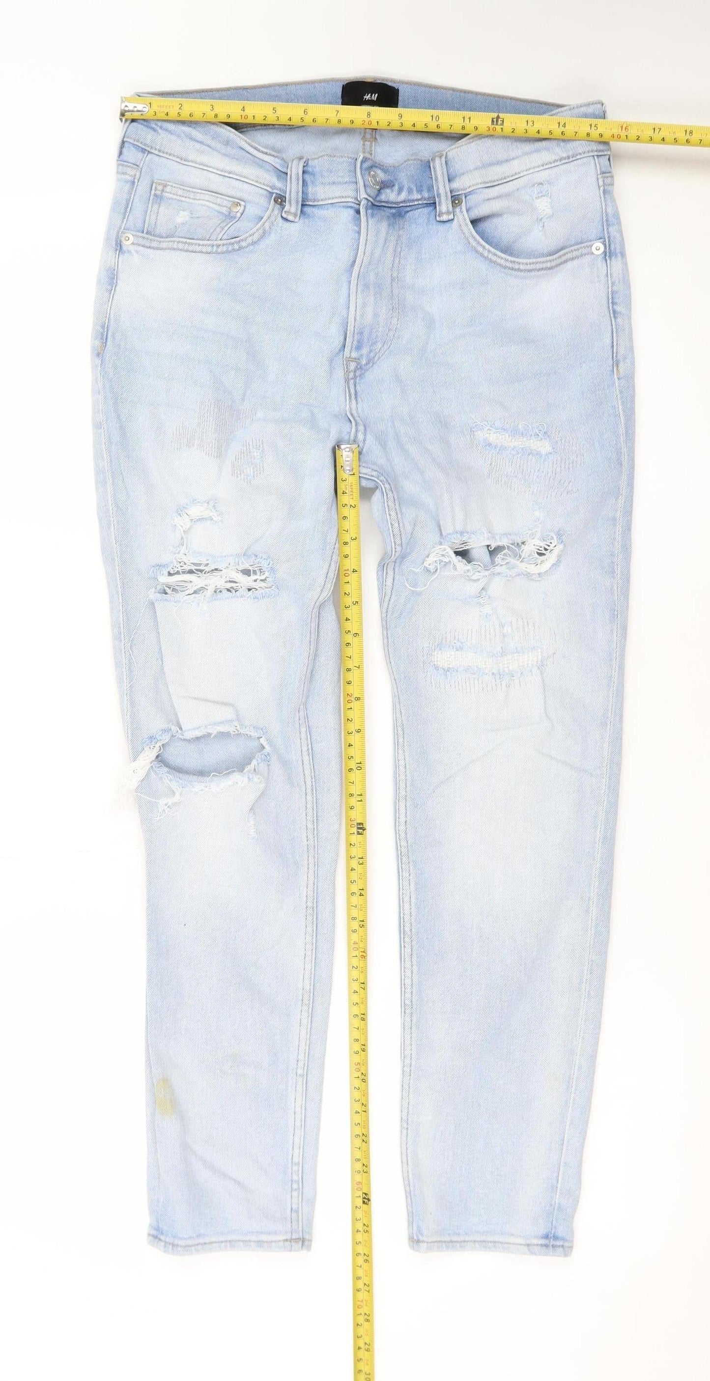 H&M Women’s Blue Skinny Fit Distressed Stretch Jeans Size 4
