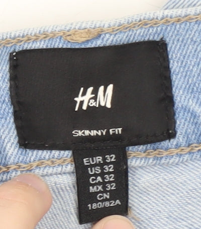 H&M Women’s Blue Skinny Fit Distressed Stretch Jeans Size 4